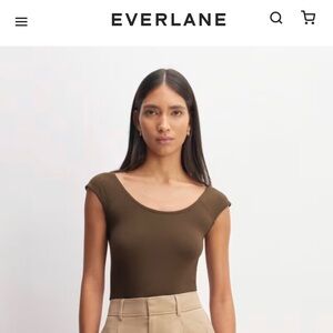Everlane The Supima® Form Cap-Sleeve Tee Cocoa Size M